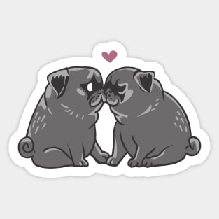 Black Pug Kisses Sticker